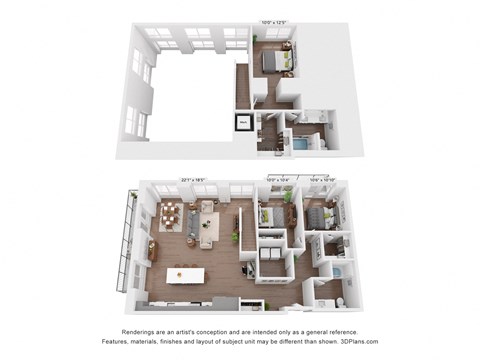 Floor plan for 3 beds, 2 baths, 1845 sqft